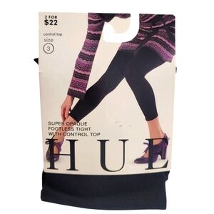 HUE Hosiery super opaque footless stockings control top plus size black tights